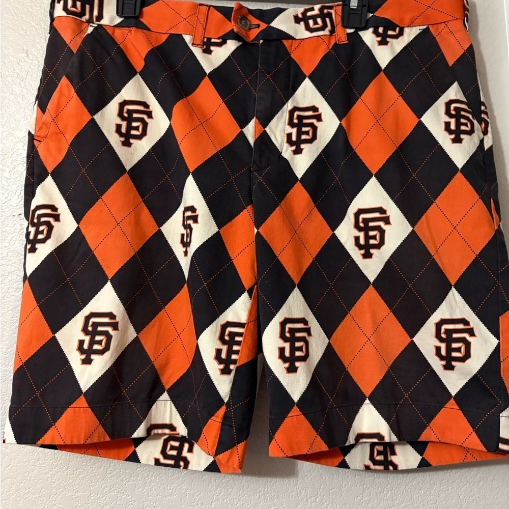 Loudmouth Vibrant Orange and Black Argyle San Francisco Giants Golf Shorts